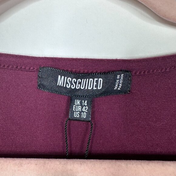 2/$30 NWT MIssguided Long Sleeve Square Neck Very Essential Midi Burgundy #A1602 - Picture 5 of 8